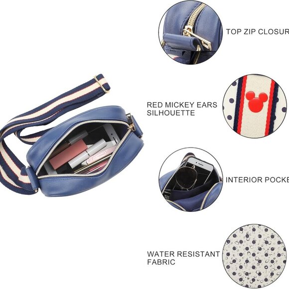 White Disney Mickey Mouse Ears Polka-Dotted 7" Crossbody Bag with Adjustable Str - Picture 3 of 7